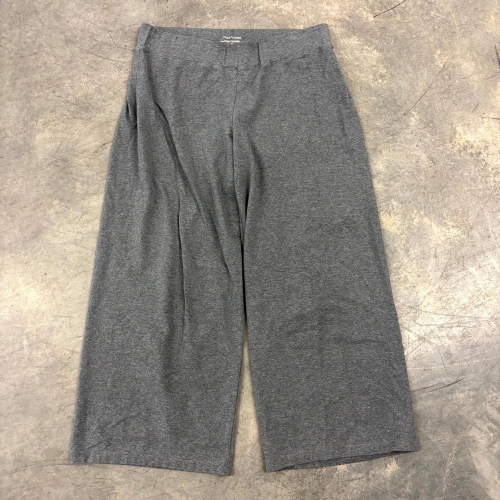 Eileen Fisher Gray Organic Cotton Stretch Wide Leg Crop Pants S19OJO Small S/P